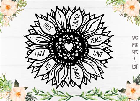 Sunflower SVG Christian Shirts PNG Faith Hope Love Family | Etsy