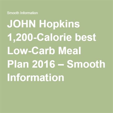 John Hopkins 1200 Calorie Best Low Carb Meal Plan 2016 Low Carb Meal