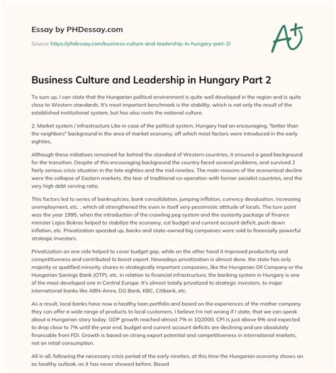 Business Culture And Leadership In Hungary Part 2