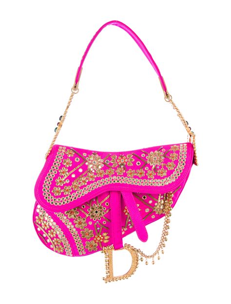 Christian Dior Anniversary India Sari Saddle Bag Pink Shoulder Bags