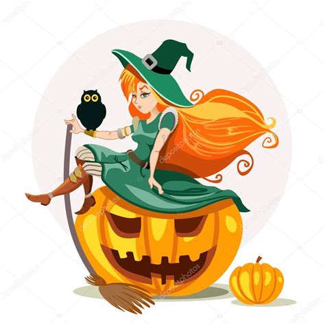 Witch Sitting On A Big Halloween Pumpkin Stock Vector Image By ©funnyclay 103140738