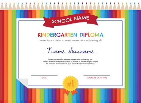 Kindergarten Diploma Template 201247 Vector Art At Vecteezy