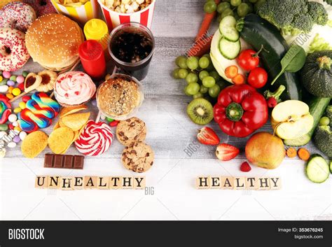 Healthy Unhealthy Food Image And Photo Free Trial Bigstock