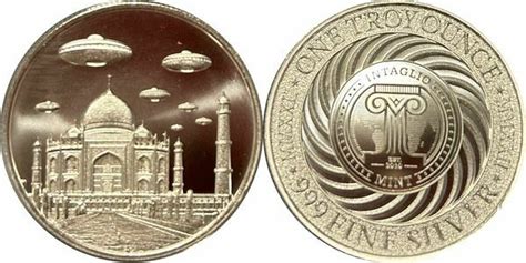 1 Ounce Silver Intaglio Mint Ufos Over The Taj Mahal United