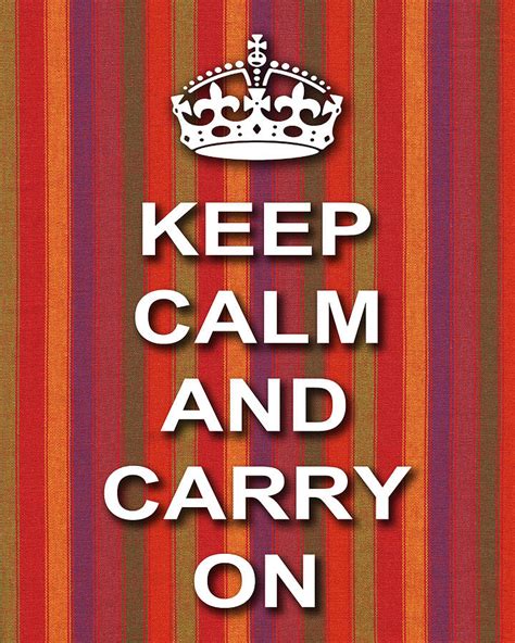 Keep Calm And Carry On Poster Print Red Purple Stripe Background