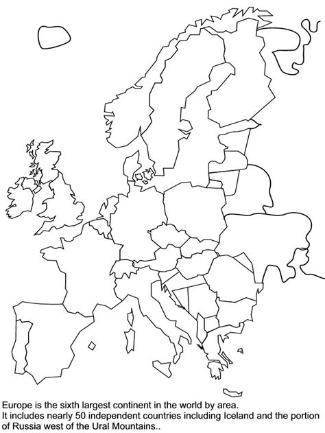 Blank Map Of Europe Worksheet Geography Worksheets Colouring Pages