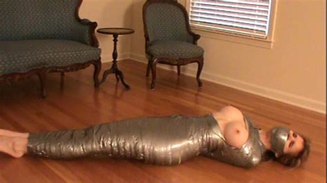 Girl Mummified In Duct Tape Boobs Hands Feet Loose