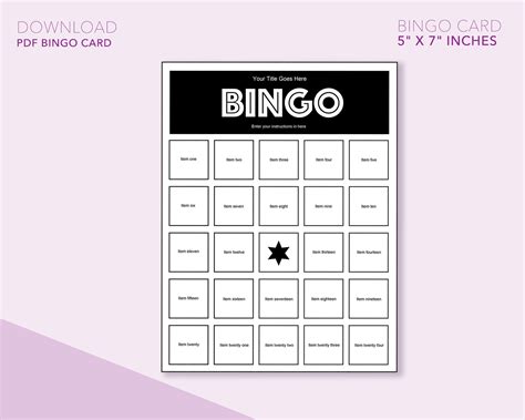 Bingo Card Create Your Own Custom Game Automatically Etsy