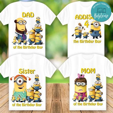 Printable Minions Birthday Shirt For Family Digital File Diy Bobotemp