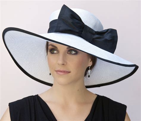 Wedding Hat Black And White Hat Wide Brim Hat Derby Hat Ascot Hat