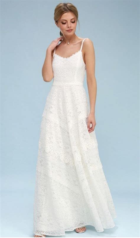 Lulus Faithfully Yours White Lace Backless Maxi Dress New Wedding Dress