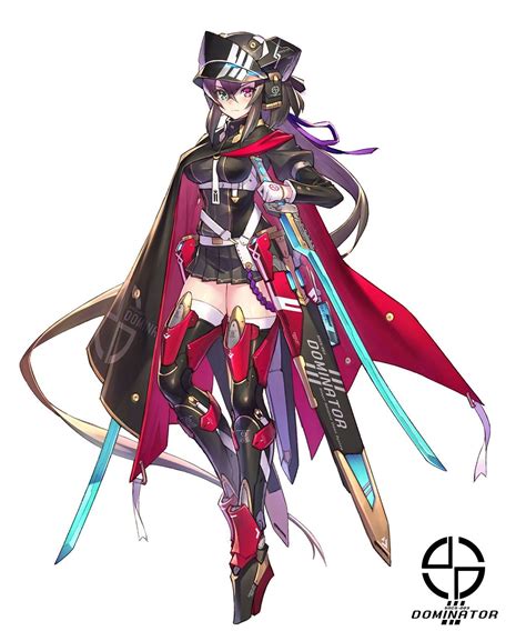 An Anime Character Is Holding Two Swords In Her Hand And Wearing A Hat