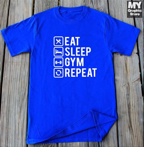 Gym T Shirt Eat Sleep Gym Repeat Shirt Gym T Shirt Workout Etsy