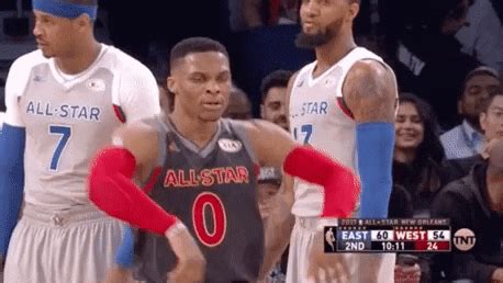 Russell westbrook was born in long beach, california, to russell westbrook and shannon horton. Russell Westbrook Basketball GIF by NBA - Find & Share on ...