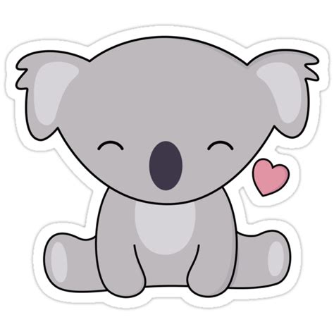 Pegatinas Kawaii Cute Koala Ama Los Corazones De Wordsberry Redbubble