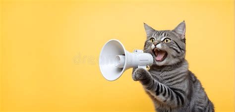 A Funny Cat Screaming With A Loudspeaker Stock Photo Image Of Megaphone Loudspeaker