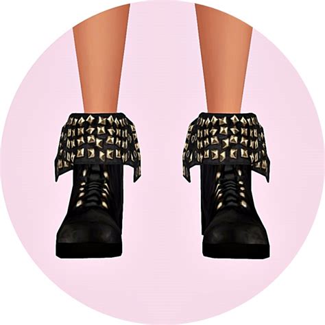 Turn Down Collar Stud Ankle Boots At Marigold Sims 4 Updates