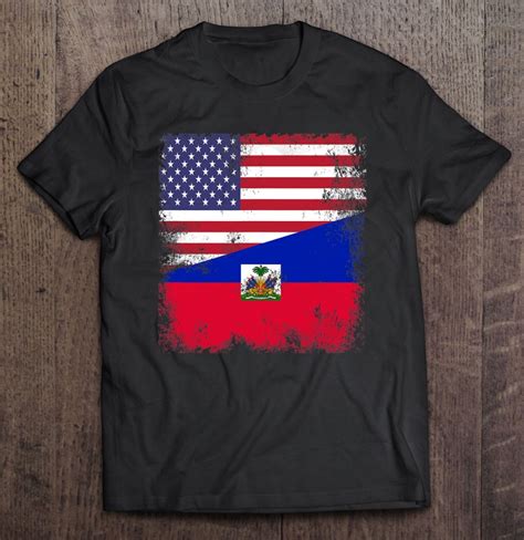 Half Haitian Flag Vintage Haiti Usa T T Shirts Hoodies Sweatshirts