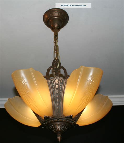Browse our selection of art deco chandeliers, fixtures and art deco ceiling lighting at 1800lighting. Antique Vintage 5 Light Slip Shade Art Deco Light Fixture ...