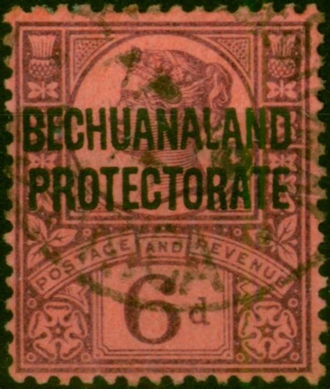 Bechuanaland 1897 6d Purple Rose Red Sg65 Fine Used Stampsempire Philatelists