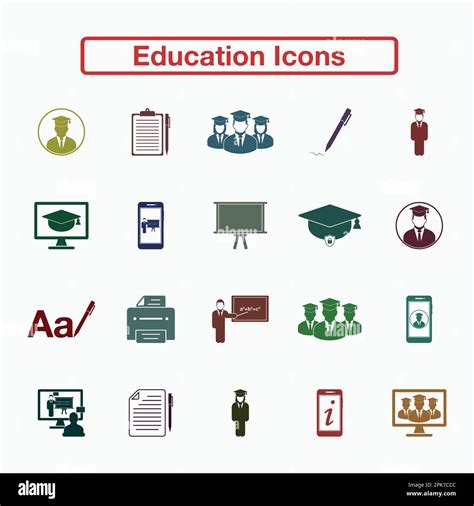 Education Icon Set Flat Style Vector Eps Stock Vector Image And Art Alamy