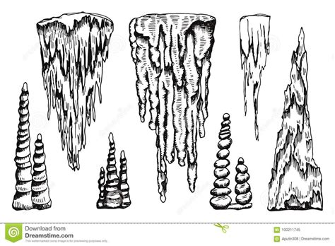 Stalactites Vector Hand Drawing Isolated Stalactites Vector Hand