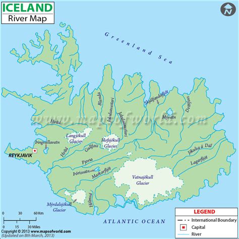 Map Of Iceland With Rivers Iceland Rivers Map