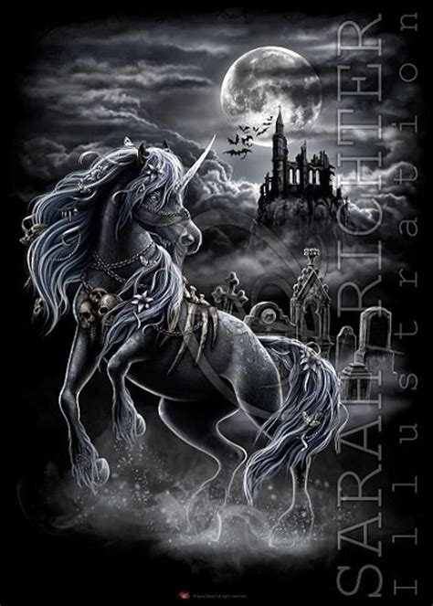Dark Unicorn2 Poster 50x70cm By Sarah Richter Etsy Unicorn Fantasy