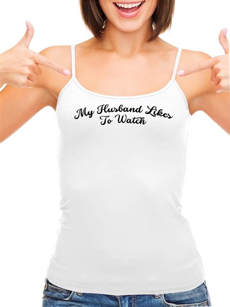 Knaughty Knickers My Husband Likes To Watch Swinger White Camisole Tank Top At Amazon Womens