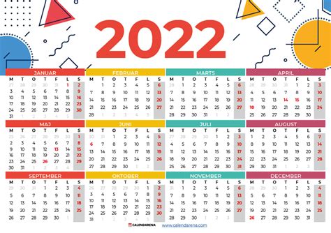 Kalender 2022 Med Helligdage Og Ugenumre