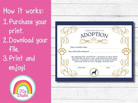 Dog Adoption Certificate Printable Puppy Adoption Sign Puppy Etsy