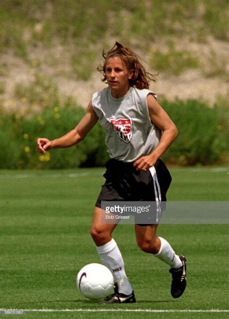 Joy Fawcett Womens Olympic Soccer Player From Orange County Moves The Ball Down Field During A