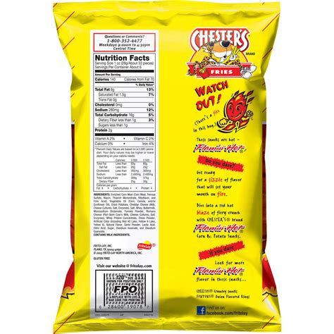 You can try eating baked cheetos to decrease the fat. Funyuns Nutrition Information - Besto Blog