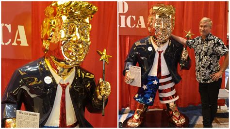 Photos Golden Trump Statue At Cpac Draws Fans Criticism