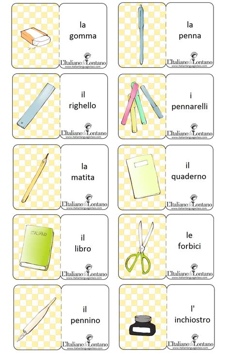 Italian Vocabulary Flashcards For Memory Flashcard Flashcards
