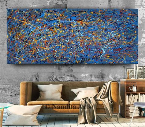 Blue Jackson Pollock Painting Large Original Painting Etsy