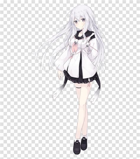 Anime Girl With Silver Hair And Green Eyes Full Body Anime Girl