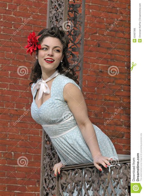 Portrait Of A Beautiful Pin Up Girl Stock Photo Image Of