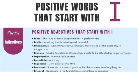 484 Positive Words That Start With I Nice Kind Inspiring I Words 7esl
