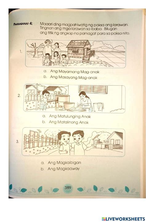 Pagbibigay Ng Pamagat Worksheet Live Worksheets