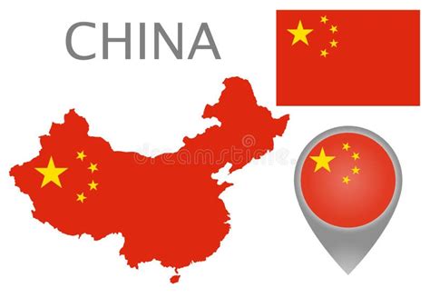 China 3d Flag Map With Pin On Capital Stock Vector Illustration Of