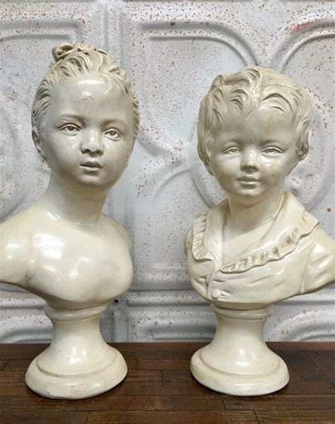 Vintage Victorian Boy And Girl Bust Plaster Statue Ebay Statue