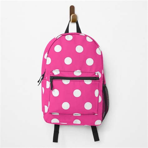 Retro Hot Pink Polka Dot Pattern Backpack Sold By Emily Moore Sku