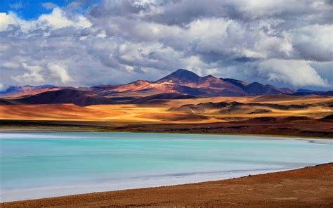 Nature Landscape Lake Mountains Clouds Atacama Desert Chile Wallpaper
