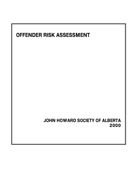 Offender Risk Assessment 2000 The John Howard Society Of Alberta