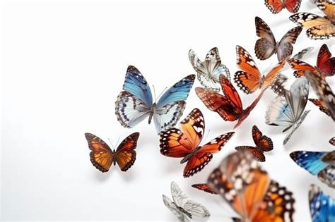 Premium Photo A Flock Of Colorful Flying Butterflies Isolated On A