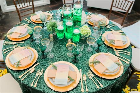 Wizard Of Oz Themed Wedding Green Reception Tablescape Emerald City