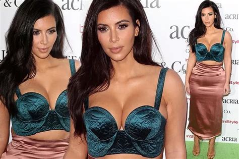 kim kardashian shows off her ample cleavage in satin crop top and figure hugging skirt mirror