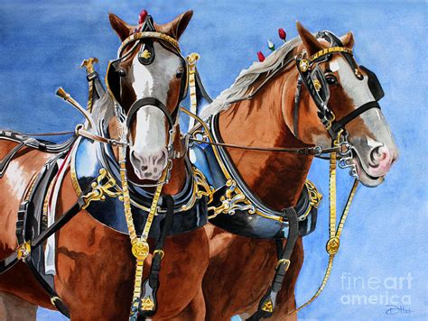 Clydesdale Duo Painting By Debbie Hart