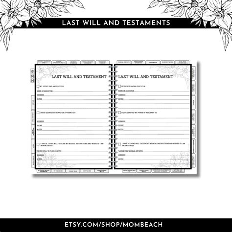 Final Wishes End of Life Digital Planner Last Will and Testament